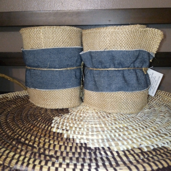 2 Rolls of Burlap with Denim Trim - Picture 4 of 8